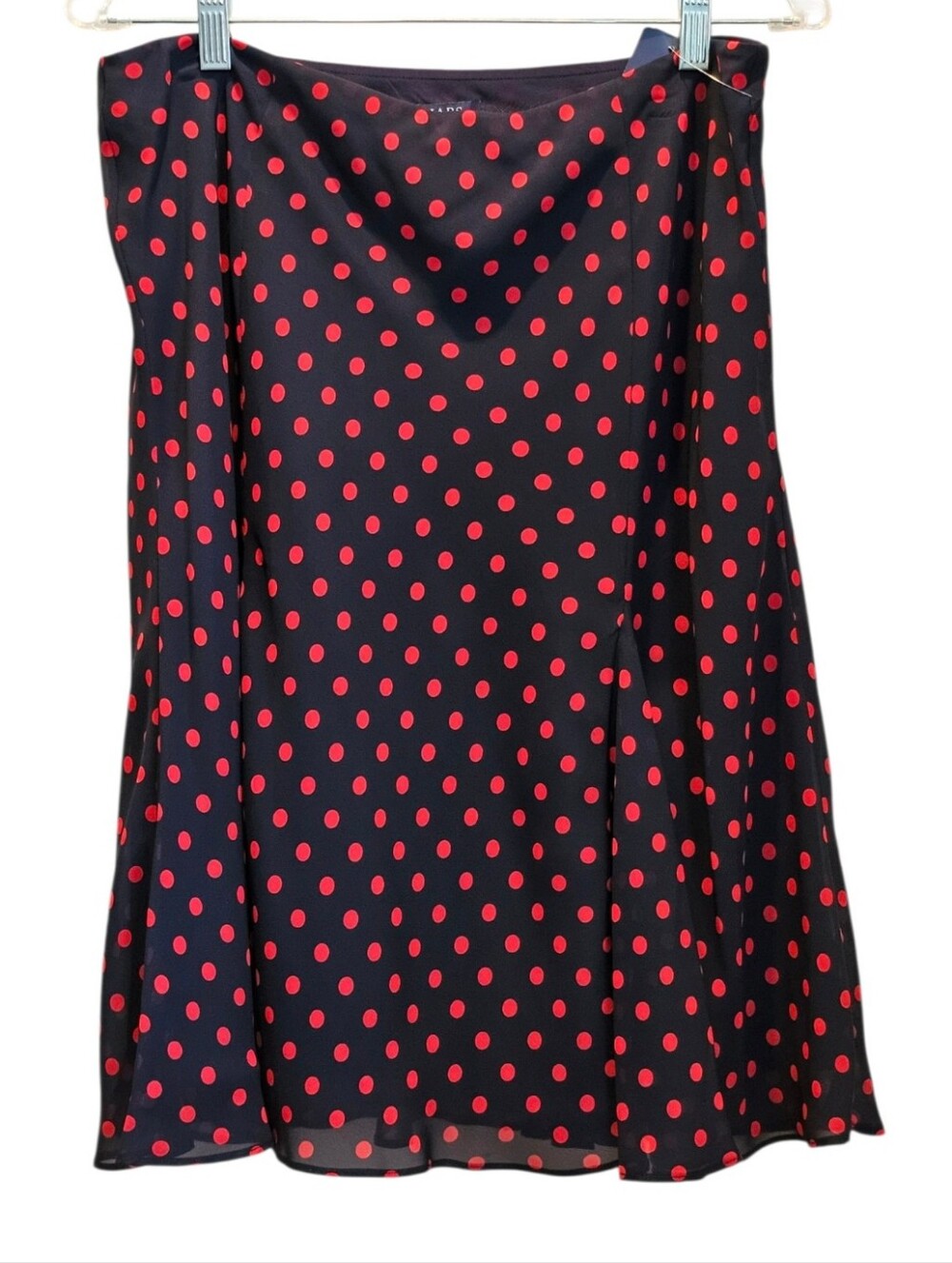 Chaps Blue And Red Polka Dot Elastic Flowy Lined Skirt Medium